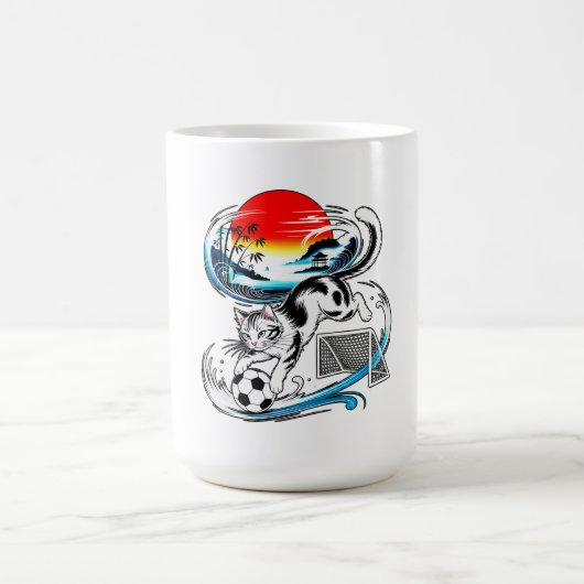 Mug Conception de vague de soleil rouge - Chat de foot (Centre)