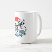 Mug Conception de vague de soleil rouge - Chat de foot (Devant droit)