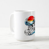 Mug Conception de vague de soleil rouge - Chat de foot (Devant gauche)