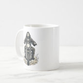 Mug Conception de vecteur de cavalier de moto de gravu (Devant gauche)