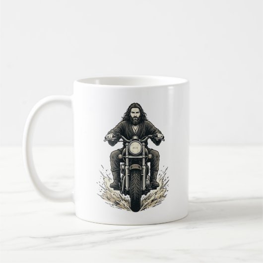 Mug Conception de vecteur de cavalier de moto de gravu (Gauche)