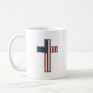 Mug Conception de vecteur de croix patriotique en détr