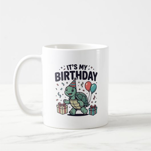 Mug Conception de vecteur de fête de tortue d'annivers (Gauche)