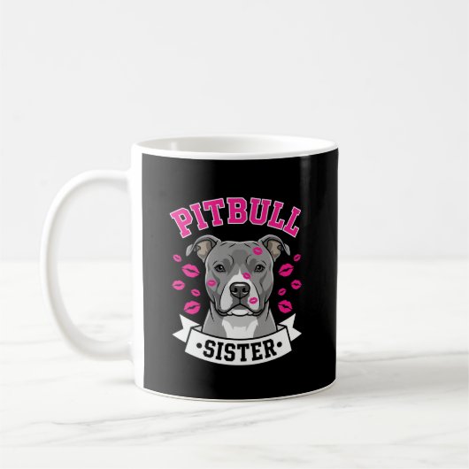 Mug Conception de vecteur de sœur de Pitbull amoureuse (Gauche)