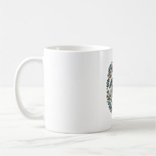 Mug Conception de vecteur floral de tortue de mer vint