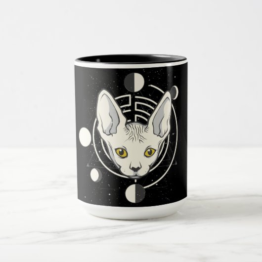 Mug Conception de visage de chat spatial cool (Centre)