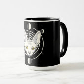 Mug Conception de visage de chat spatial cool (Devant droit)