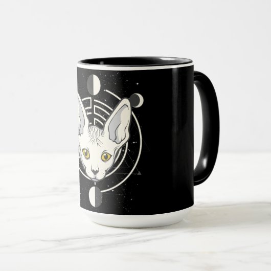 Mug Conception de visage de chat spatial cool (Devant droit)