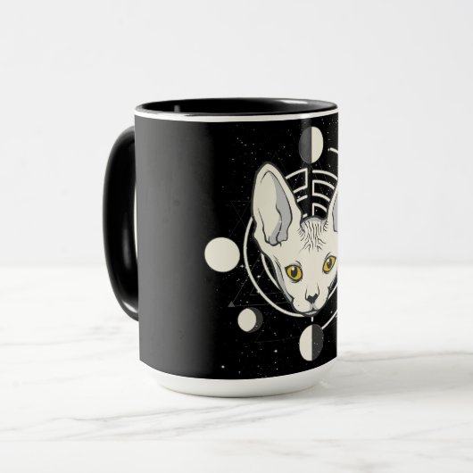 Mug Conception de visage de chat spatial cool (Devant gauche)