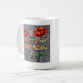 Mug Conception de vitrail de libellule œil de pavot vi (Devant gauche)