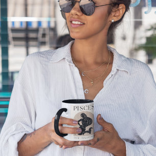 Mug Conception de zodiaque féminine Poissons Brun Noir
