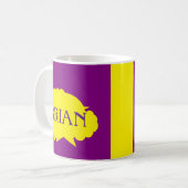 Mug Conception d'éclaboussure violette et jaune pour B (Devant gauche)