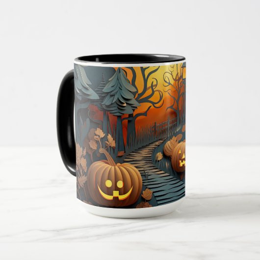 Mug Conception d'effets 3D de la scène d'Halloween (Devant gauche)
