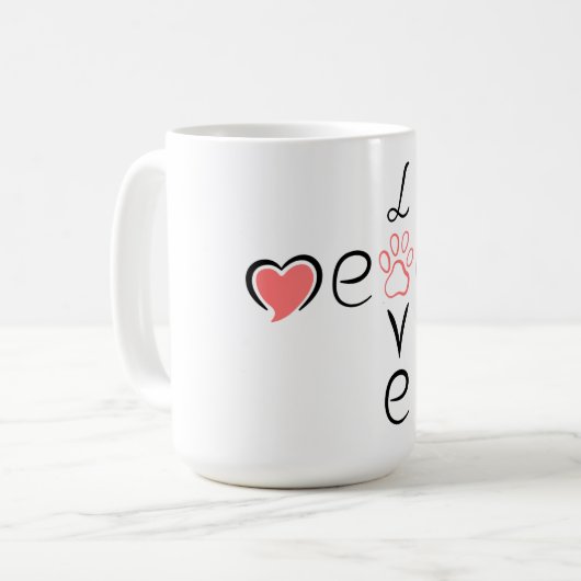 Mug Conception d'empreinte de patte de coeur mignon po (Devant gauche)