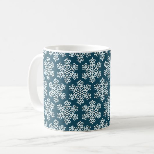 Mug Conception des motifs des flocs de neige de Noël (Devant gauche)