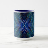 Mug Conception des plumes fractées bleues (Centre)