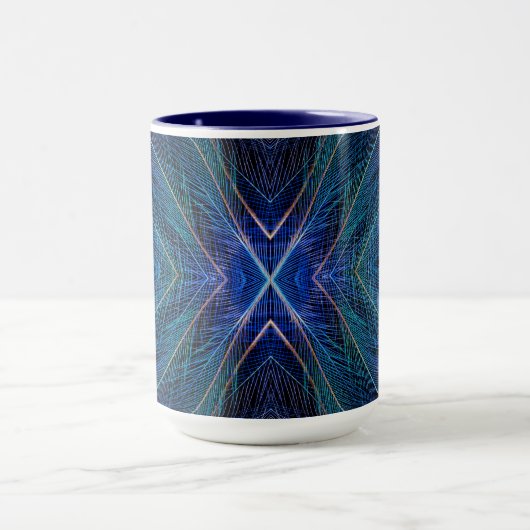 Mug Conception des plumes fractées bleues (Centre)