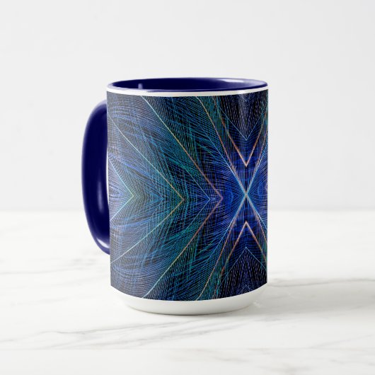 Mug Conception des plumes fractées bleues (Devant gauche)