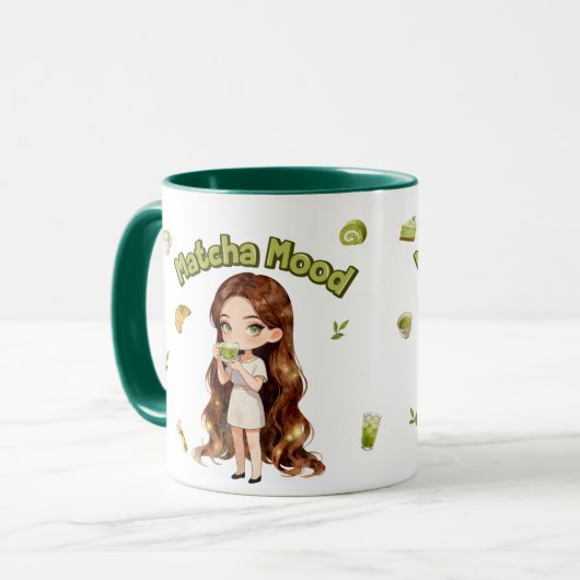 Mug Conception d'esthétique Matcha Mood Vibes de thé v (Devant gauche)