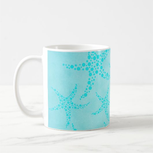 Mug Conception d'étoiles de mer d'Aqua et de turquoise (Gauche)