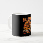 Mug Conception d'horreur rétro de crâne d'alpaca Hallo (Devant gauche)