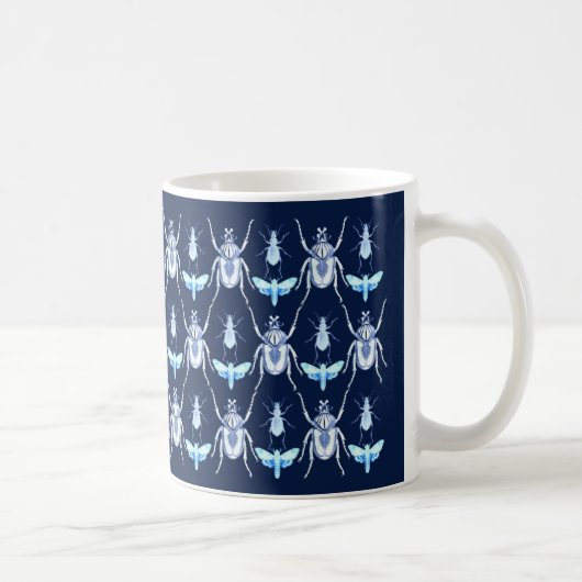 Mug Conception d'insecte, Goliath + Mites, bleues (Droite)