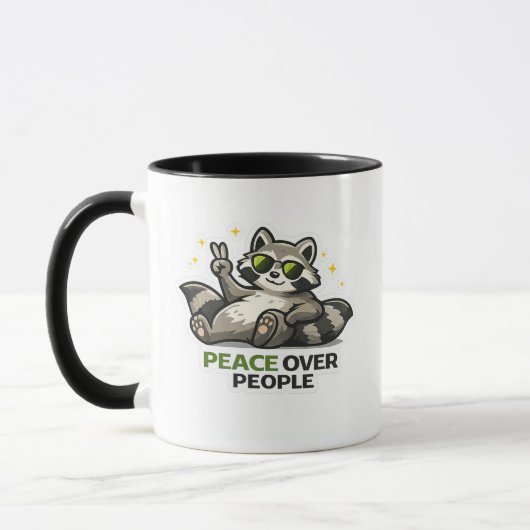 Mug Conception d'introverti de raton laveur drôle de p (Gauche)