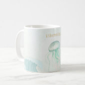 Mug Conception d'océan à l'aquarelle de méduse d'été (Devant gauche)