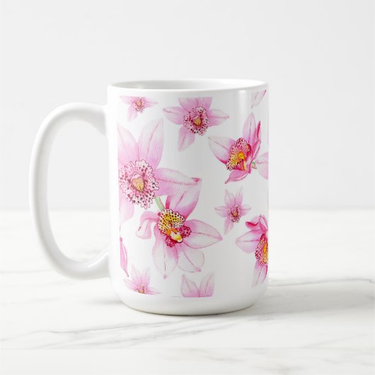 Mug Conception d'orchidées à l'aquarelle 15 (Gauche)
