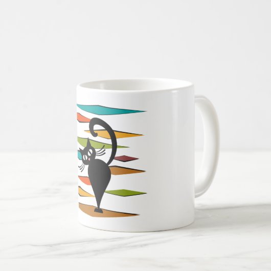 Mug Conception du chat noir du milieu du siècle (Devant droit)