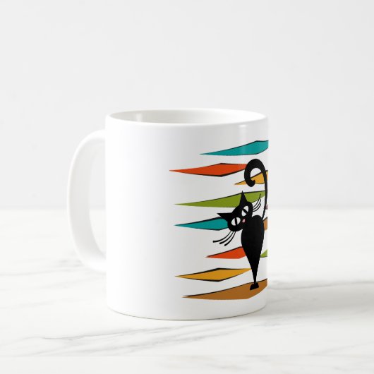 Mug Conception du chat noir du milieu du siècle (Devant gauche)