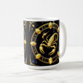 Mug Conception du zodiaque Scorpion doré avec ornement (Devant droit)
