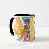Mug Conception dynamique de feuilles botaniques jaunes (Devant gauche)