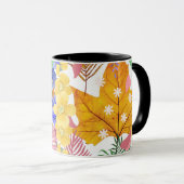 Mug Conception dynamique de feuilles botaniques jaunes (Devant droit)