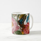 Mug Conception florale audacieuse papillon et pivoines (Devant droit)