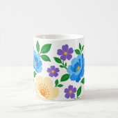 Mug Conception florale avec des fleurs bleues, crème e (Centre)