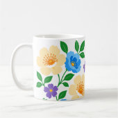 Mug Conception florale avec des fleurs bleues, crème e (Gauche)