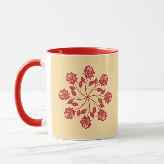 Mug Conception florale circulaire mandala de rose roug (Gauche)