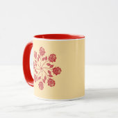 Mug Conception florale circulaire mandala de rose roug (Devant gauche)