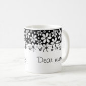 Mug Conception florale de fleurs de dessin animé noir (Devant droit)