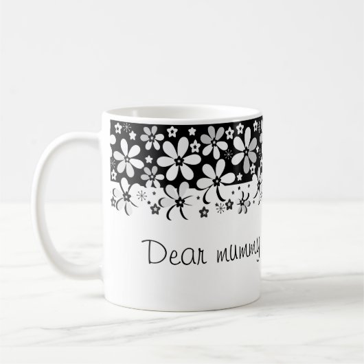 Mug Conception florale de fleurs de dessin animé noir (Gauche)