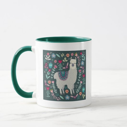 Mug Conception florale de lama mignon (Gauche)