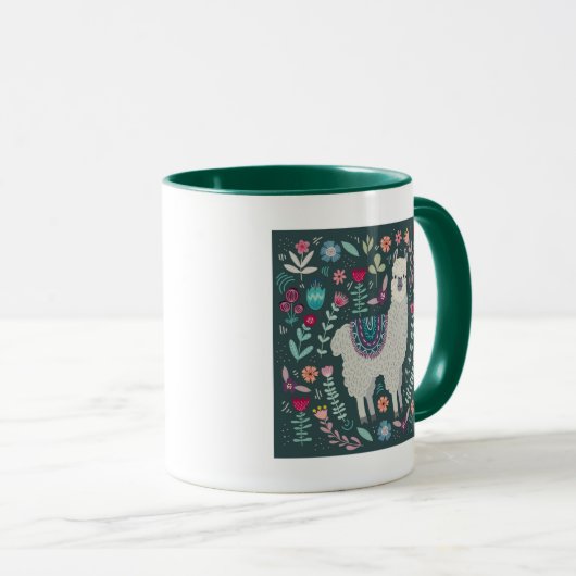 Mug Conception florale de lama mignon (Devant droit)