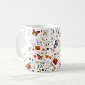 Mug Conception florale de papillon de fleur sauvage vi (Devant gauche)