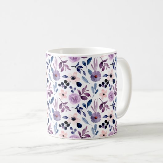 Mug Conception florale délicate avec feuilles de lavan (Devant droit)