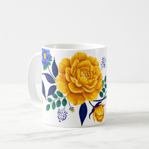 Mug Conception florale élégante avec des fleurs dorées