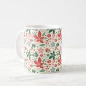 Mug Conception florale lumineuse avec feuilles vertes (Devant gauche)