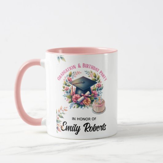 Mug Conception florale pour la remise de diplômes et l (Gauche)