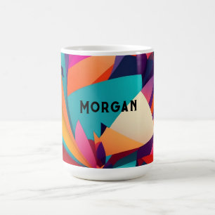 Mug Conception géométrique colorée, nom ou monogramme
