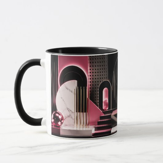 Mug Conception géométrique de marbre noir et rose luxu (Gauche)